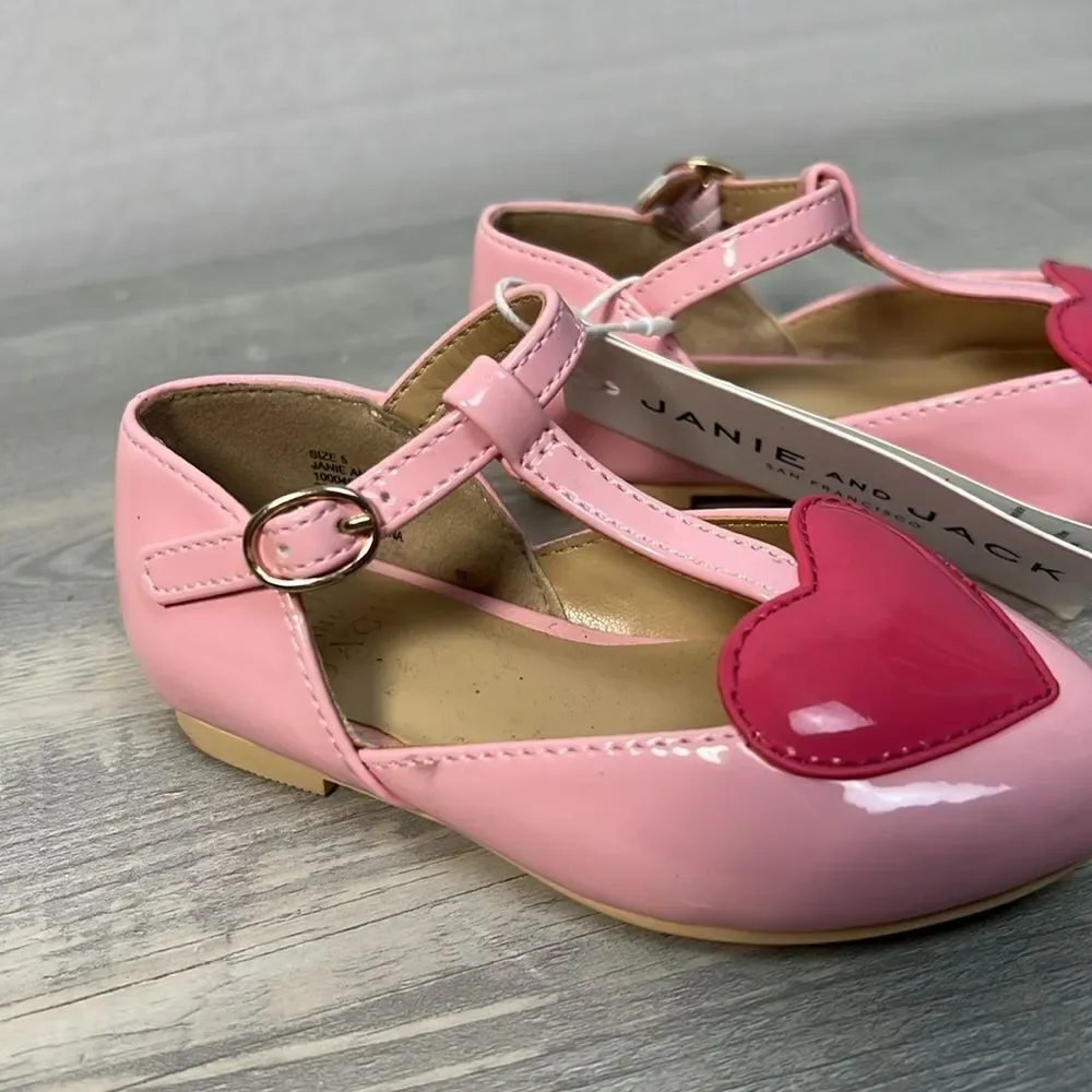 Janie and Jack 100048235 Heart T-Strap Ballet Flat NWT